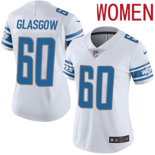 Women Detroit Lions 60 Graham Glasgow Nike White Vapor Limited NFL Jersey